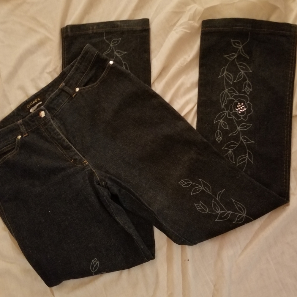 Escada dark blue jeans with rhinestones